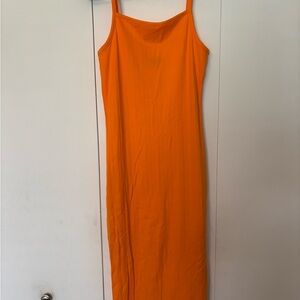 Wild Fable Orange Spaghetti Strap Slip Midi Dress